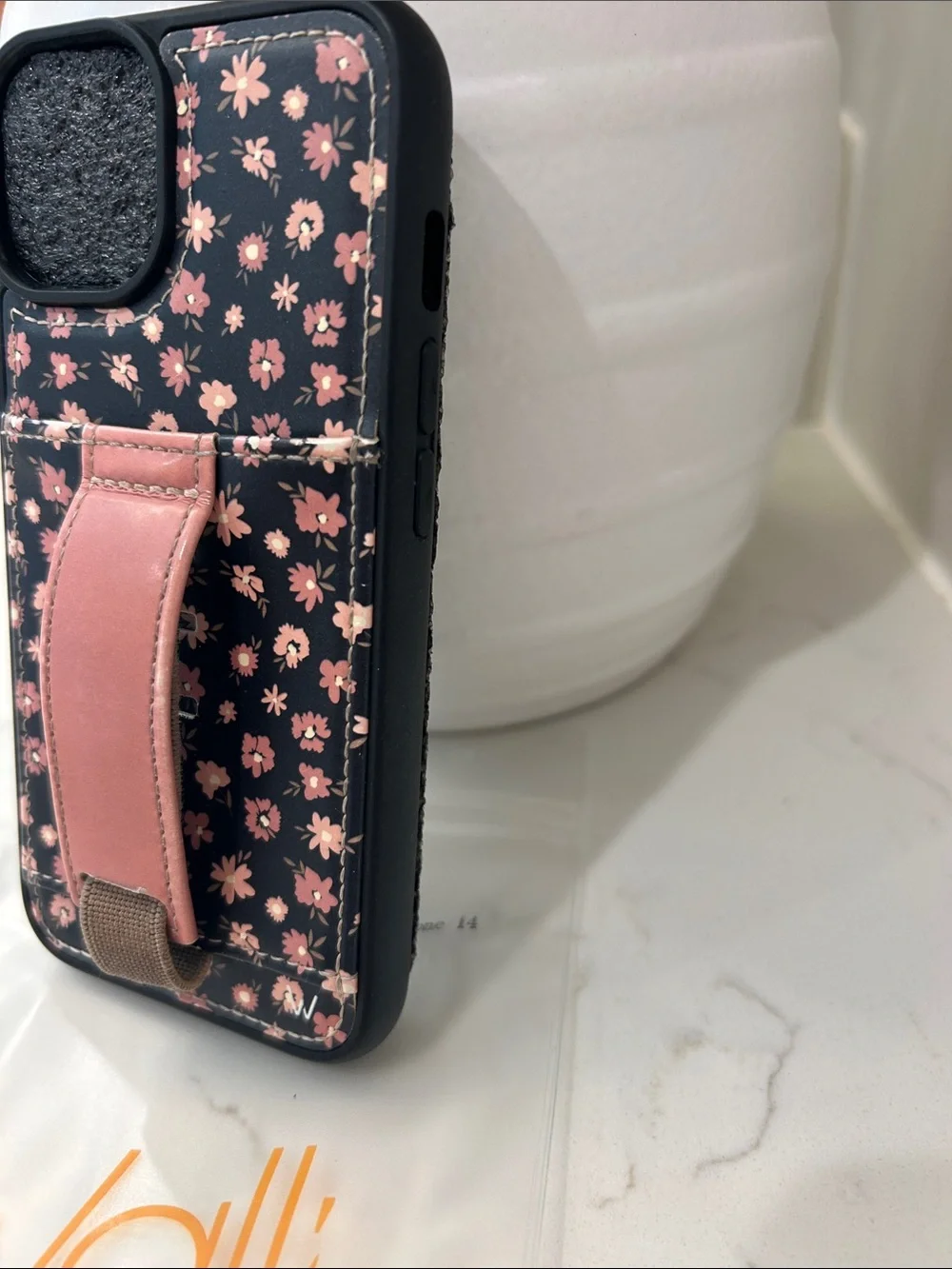 Walli Floral iPhone 14 Case with Pink Strap